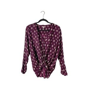 Braeve Lightweight Wrap Long Sleeve V Neck Business Casual Blouse Size Small